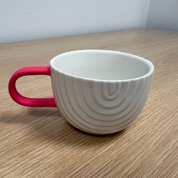 Starbucks white coffee mug with a pink handle - Picture 1 of 2